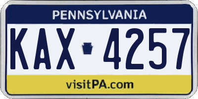 PA license plate KAX4257