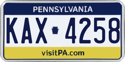 PA license plate KAX4258