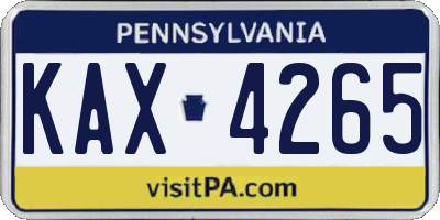 PA license plate KAX4265