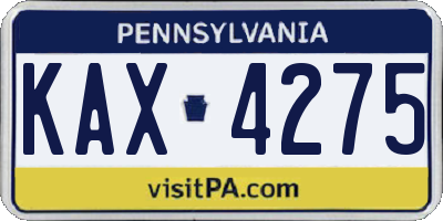 PA license plate KAX4275