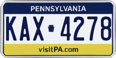 PA license plate KAX4278