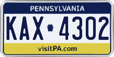 PA license plate KAX4302