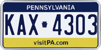 PA license plate KAX4303