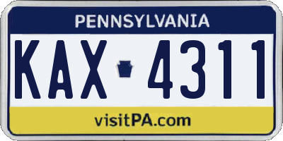 PA license plate KAX4311
