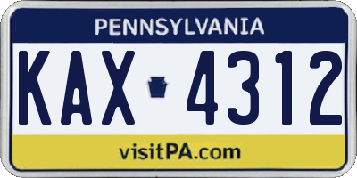 PA license plate KAX4312