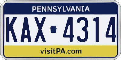 PA license plate KAX4314