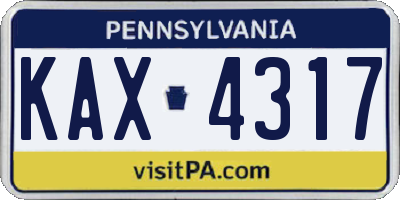 PA license plate KAX4317