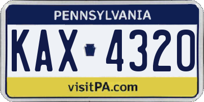 PA license plate KAX4320