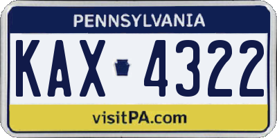 PA license plate KAX4322