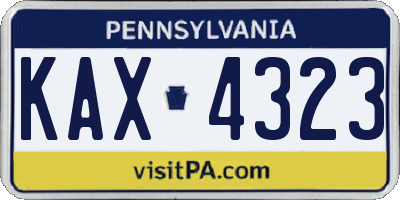 PA license plate KAX4323