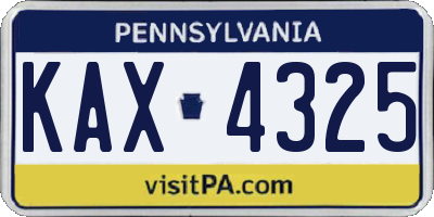 PA license plate KAX4325