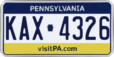 PA license plate KAX4326