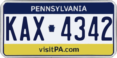 PA license plate KAX4342