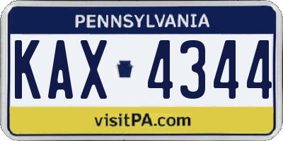 PA license plate KAX4344