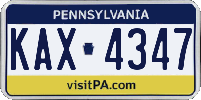 PA license plate KAX4347