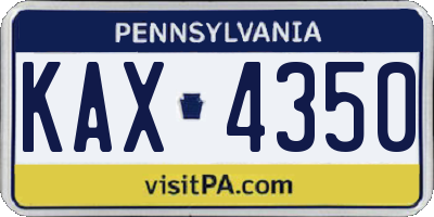 PA license plate KAX4350