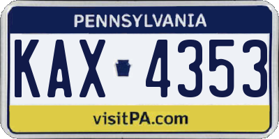 PA license plate KAX4353