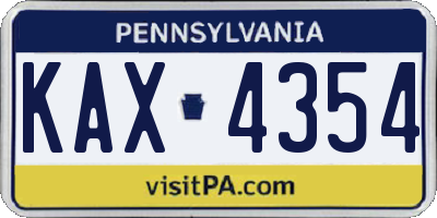 PA license plate KAX4354