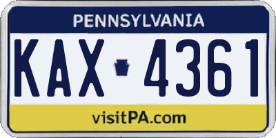 PA license plate KAX4361