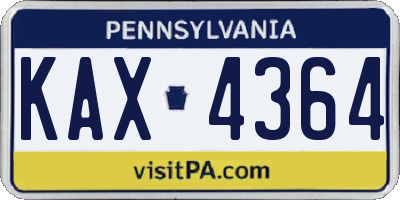 PA license plate KAX4364