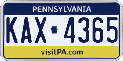 PA license plate KAX4365