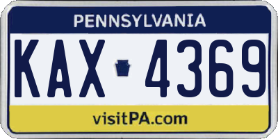 PA license plate KAX4369