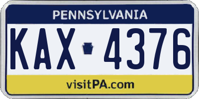 PA license plate KAX4376
