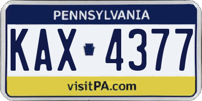 PA license plate KAX4377