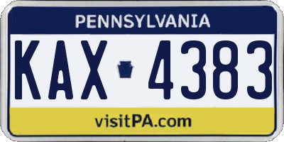 PA license plate KAX4383