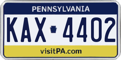 PA license plate KAX4402