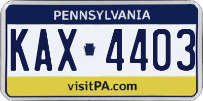 PA license plate KAX4403