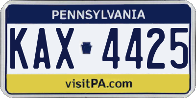 PA license plate KAX4425