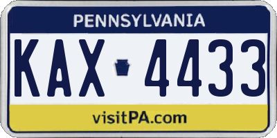 PA license plate KAX4433