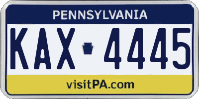 PA license plate KAX4445