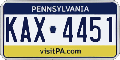 PA license plate KAX4451