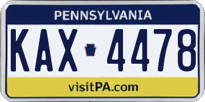PA license plate KAX4478