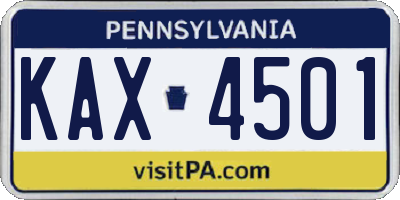 PA license plate KAX4501