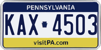 PA license plate KAX4503