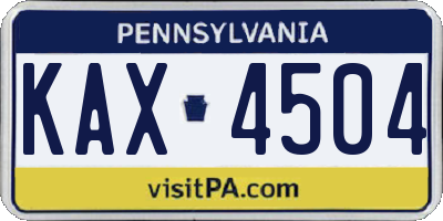PA license plate KAX4504