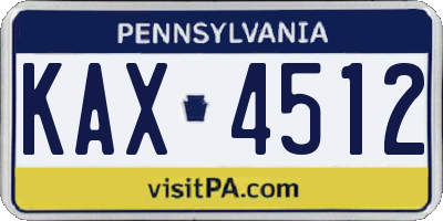 PA license plate KAX4512