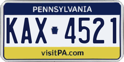 PA license plate KAX4521
