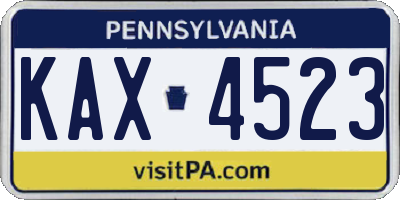 PA license plate KAX4523