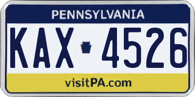 PA license plate KAX4526