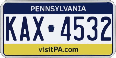 PA license plate KAX4532