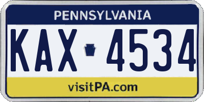 PA license plate KAX4534