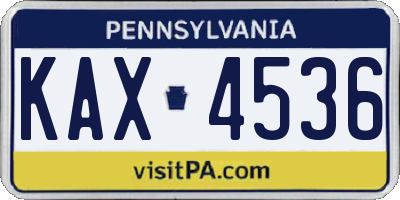 PA license plate KAX4536