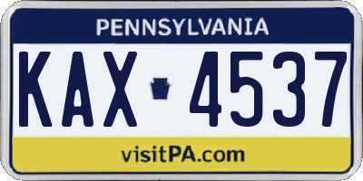 PA license plate KAX4537