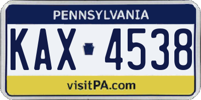 PA license plate KAX4538
