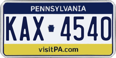 PA license plate KAX4540