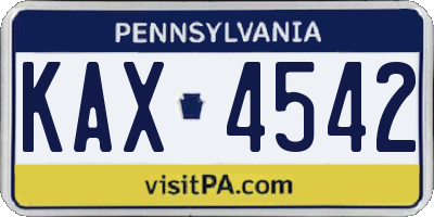 PA license plate KAX4542